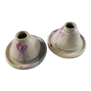 Vintage handmade pottery candlestick candle holders